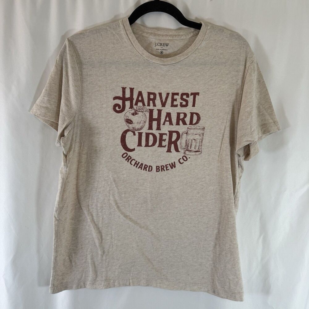 J. Crew Harvest Hard Cider Shirt women's Medium Heather Beige Short Sleeve Crew